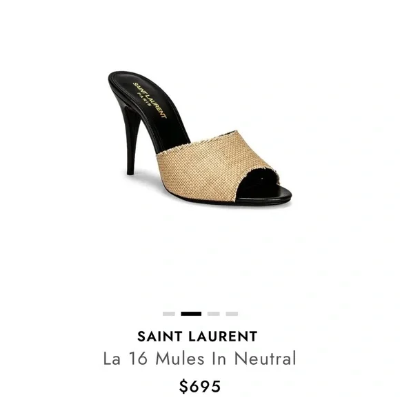 Saint Laurent Women's Cream Mules - Picture 9 of 10